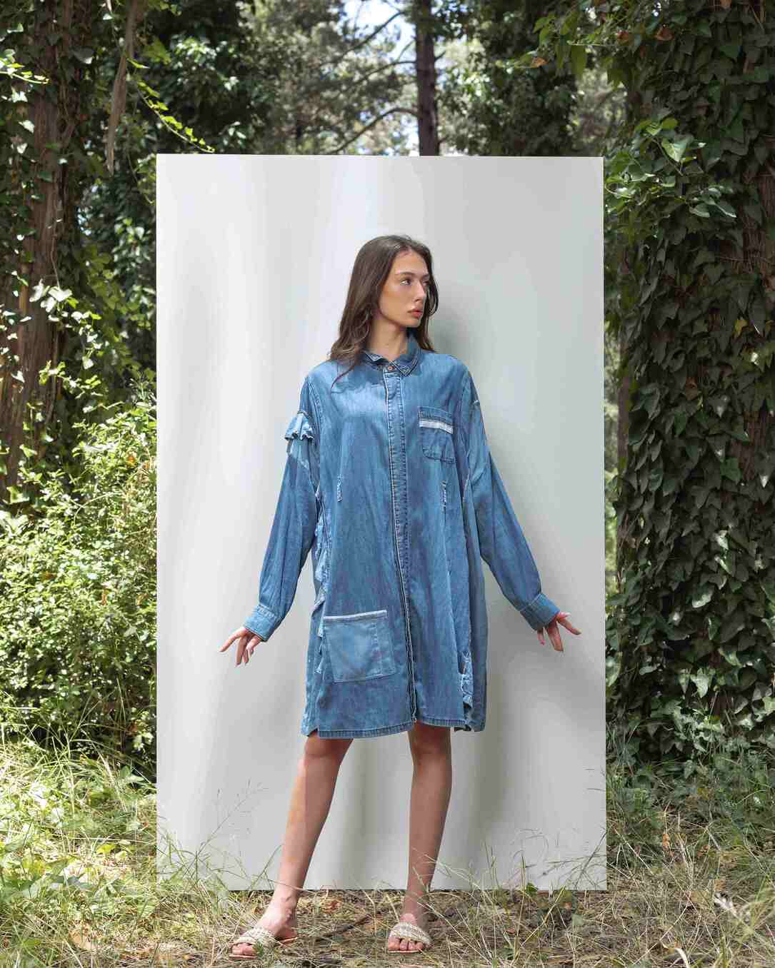 "Denim Butterfly" Shirt Dress