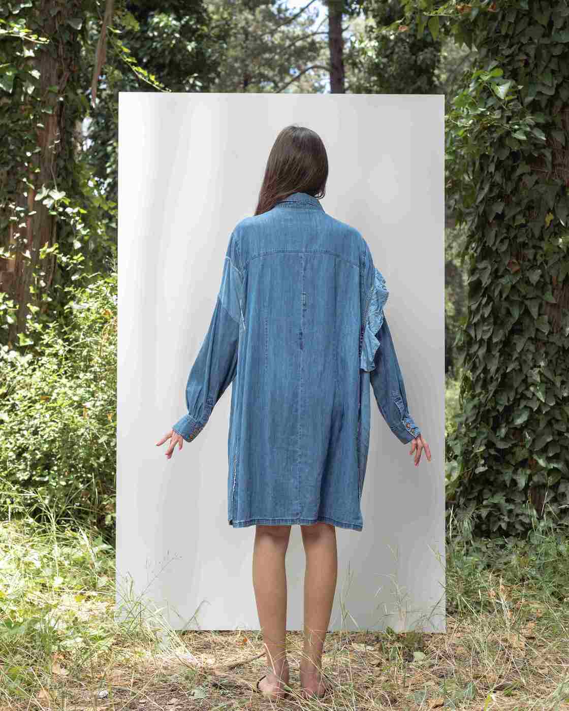 "Denim Butterfly" Shirt Dress