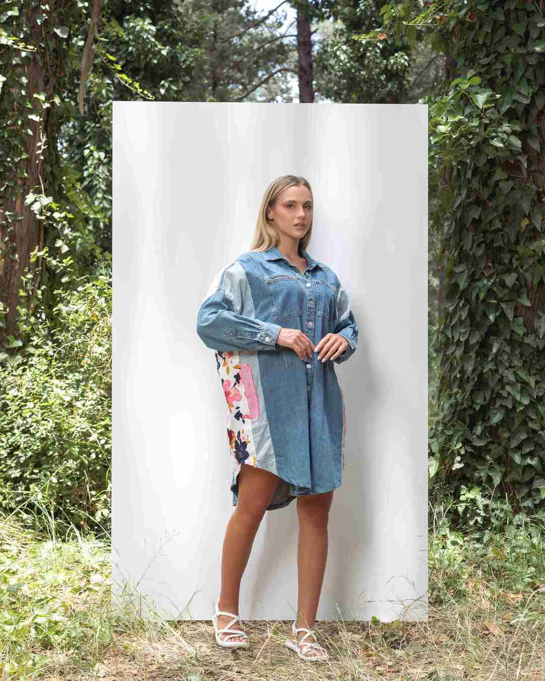 "Indigo Meadow" Shirt Dress