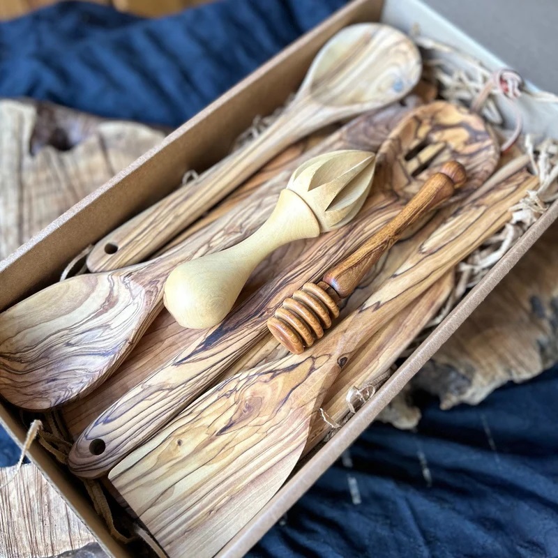 Hand Carved Olive Wood Kitchen Set