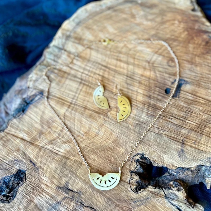 Palestinian Watermelon Necklace & Earrings