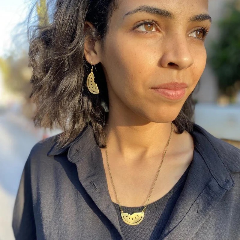 Palestinian Watermelon Necklace & Earrings