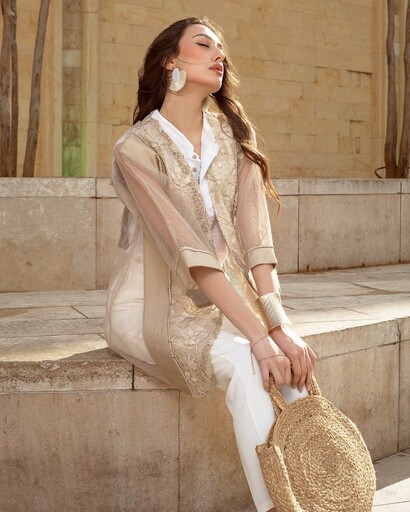 "Golden Mosaic" Dantelle Kimono