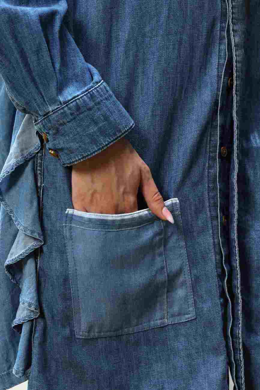 "Denim Butterfly" Shirt Dress