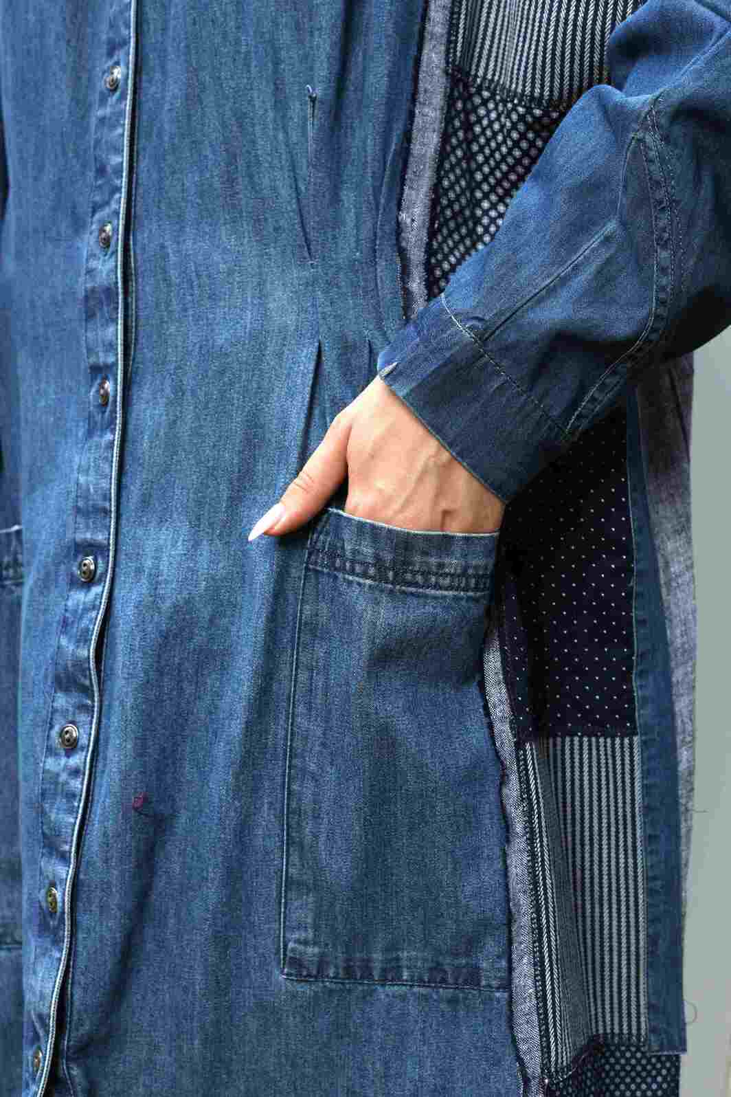 "Denim & Linen Tapestry" Shirt Dress