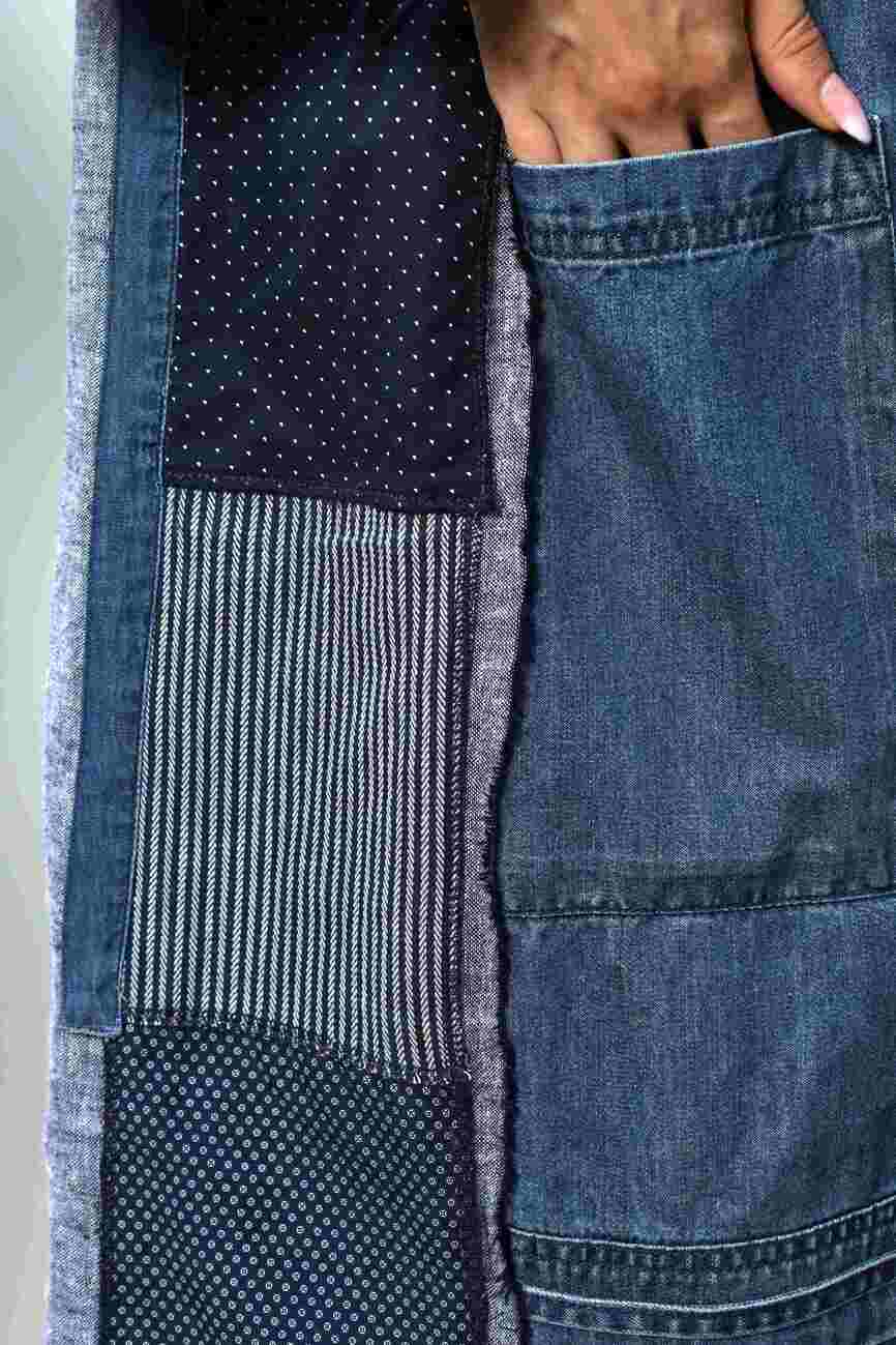 "Denim & Linen Tapestry" Shirt Dress