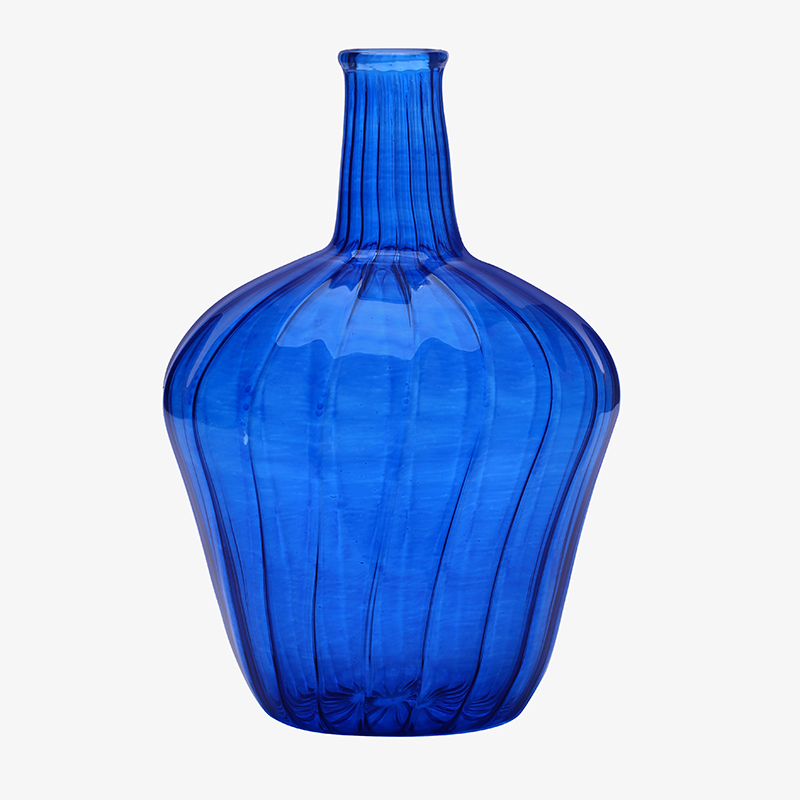 Blue Carved Stripes Vase